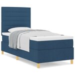 vidaXL Lit avec sommier à ressorts et matelas bleu simple en tissu