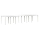 Ensemble de Salle à Manger de Jardin 15 Pièces avec Coussins Blanc Poly Rattan