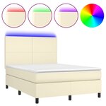 vidaXL Sommier à lattes de lit avec matelas et LED Crème 140x190 cm