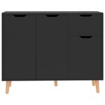 vidaXL Buffet noir brillant 90x30x72 cm bois d'ingénierie