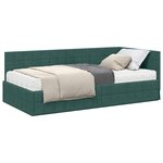 vidaXL Cadre de lit d'angle avec matelas 2 pc Vert foncé 100 x 200 cm