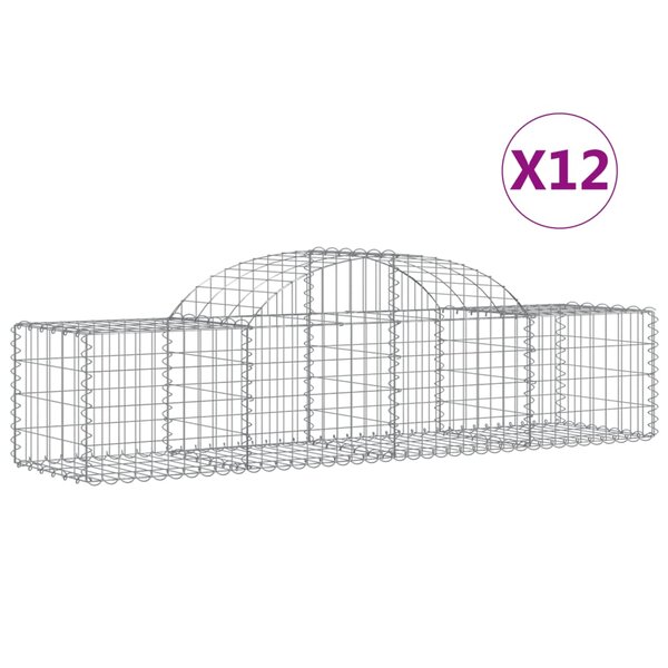 vidaXL Paniers à gabions arqués 12 Pièces 200x50x40/60 cm fer galvanisé