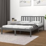 vidaXL Cadre de lit Gris Bois de pin massif 135x190 cm Double