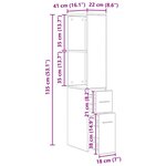 vidaXL Armoire de salle de bain étroite avec roulettes chêne artisanal