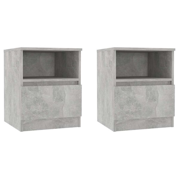 vidaXL Tables de chevet 2 Pièces gris béton 40x40x50 cm bois d'ingénierie