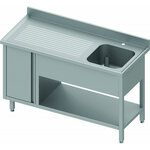 Plonge inox avec 1 evier - placard & etagère - profondeur 800 - stalgast -  - inox1900x800battante x800x900mm