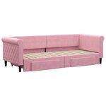 vidaXL Lit de jour avec gigogne et tiroirs sans matelas rose 80x200 cm