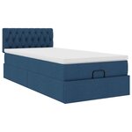 vidaXL Lit ottoman avec matelas bleu 100x200 cm tissu