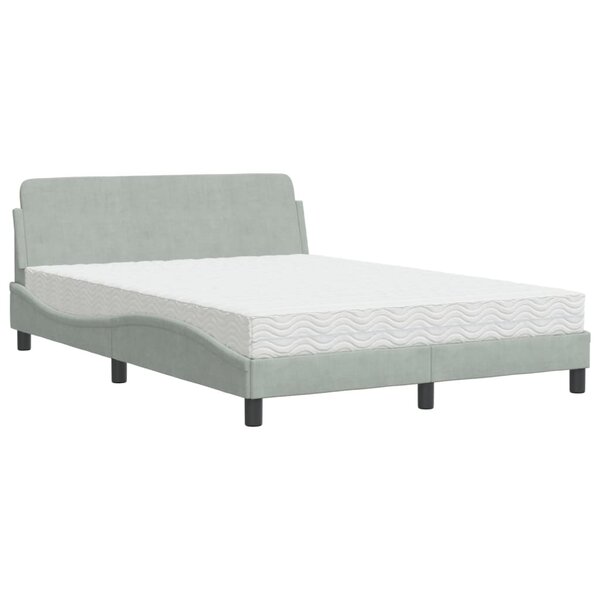 vidaXL Lit avec matelas gris clair 140x200 cm velours