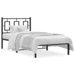 vidaXL Cadre de lit métal avec tête de lit noir 90x190 cm