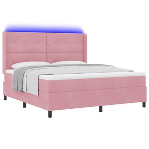 vidaXL Lit à ressorts avec matelas avec LED Rose 180 x 200 cm Velours