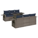 vidaXL Salon de jardin avec coussins 7 Pièces noir résine tressée acacia