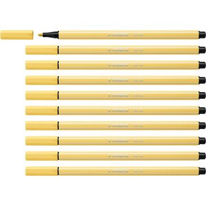 Stylo feutre Pen 68  jaune clair x 10 STABILO
