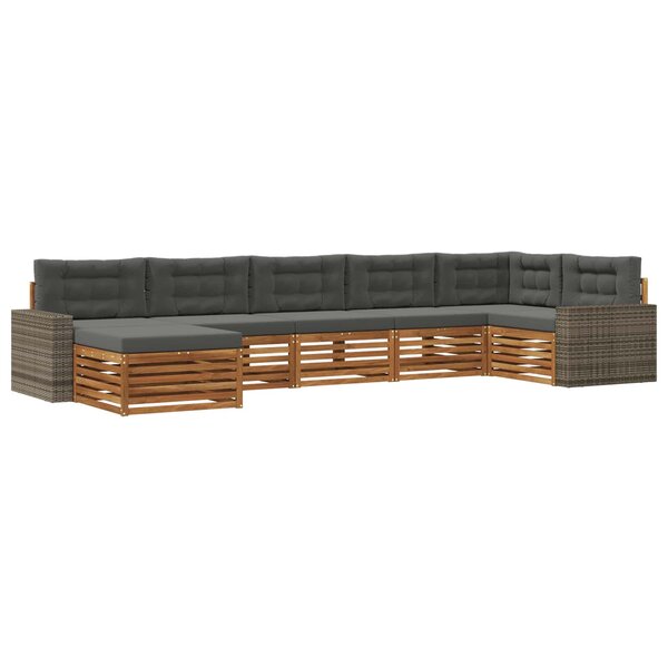 vidaXL Ensemble de canapés d'extérieur 7 pc Naturel et Anthracite