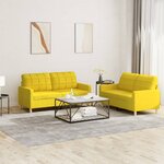 vidaXL Ensemble de canapés 2 Pièces avec coussins Jaune clair Tissu