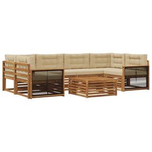 vidaXL Ensemble de canapés d'extérieur 7 Pièces Naturel et Beige