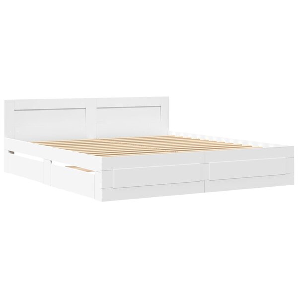vidaXL Cadre de lit avec tête de lit blanc 200x200cm bois d'ingénierie