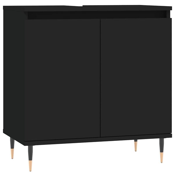 vidaXL Armoire de salle de bain noir 58x33x60 cm bois d'ingénierie