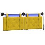 vidaXL Tête de lit suspendue Avec lumière LED Jaune Velours