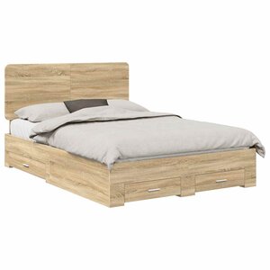 vidaXL Cadre de lit Chêne Sonoma 140 x 200 cm Bois d'ingénierie