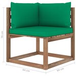 vidaXL Canapé d'angle palette de jardin avec coussins vert