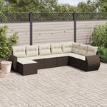vidaXL Salon de jardin 8 Pièces avec coussins marron résine tressée