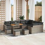 vidaXL Ensemble de canapé de jardin 13 Pièces Gris polyrotin