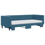 vidaXL Lit de jour avec lit gigogne et matelas bleu 90x200 cm velours