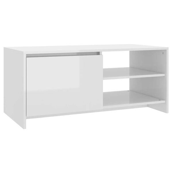 vidaXL Table basse blanc brillant 102x50x45 cm bois d'ingénierie