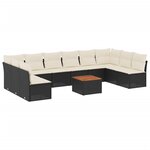 vidaXL Salon de jardin 11 Pièces avec coussins noir résine tressée