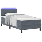 Lit Box Spring vidaXL avec Matelas & LED Gris Foncé 80x200 cm Velours