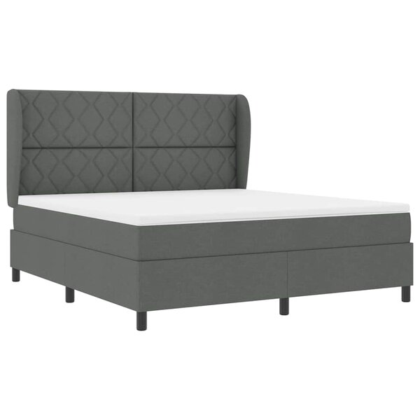 vidaXL Lit ressorts avec matelas gris foncé  180 x 200 cm en tissu