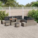 vidaXL Ensemble de canapé de jardin 13 Pièces Gris Poly rotin