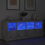vidaXL Buffet avec lumières LED gris béton 163x37x67 cm
