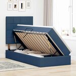 vidaXL Lit avec rangement et LED avec LED Bleu 90 x 190 cm Polyester