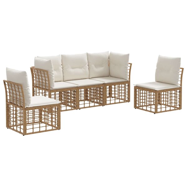 vidaXL Ensemble de canapés d'extérieur Naturel Polyester