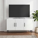 vidaXL Meuble TV Blanc brillant 99 x 34 5 x 50 cm Bois d'ingénierie