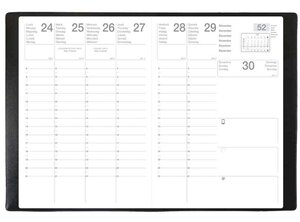 Agenda semainier Pluton 9 X 12 5 cm 1S/2P Noir EXDI