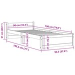 vidaXL Cadre de lit sans matelas blanc bois massif 90x190 cm