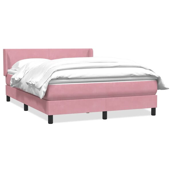 vidaXL Sommier à lattes de lit avec matelas rose 160x220 cm velours