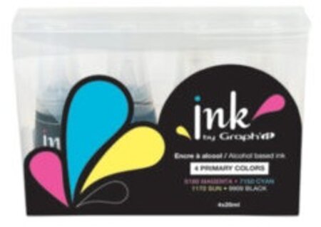 Ink by Graph'it 4 Recharges d'Encre Primary colours