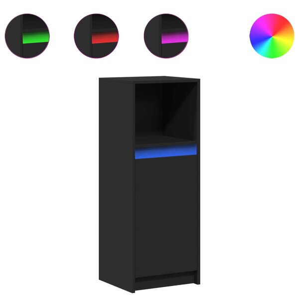 vidaXL Buffet avec LED noir 38x34x100 cm bois d'ingénierie