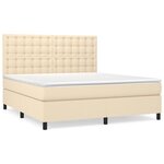 vidaXL Sommier à lattes de lit avec matelas Crème 160x200 cm Tissu