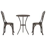 vidaXL Ensemble bistro de jardin 3 pc Bronze Aluminium