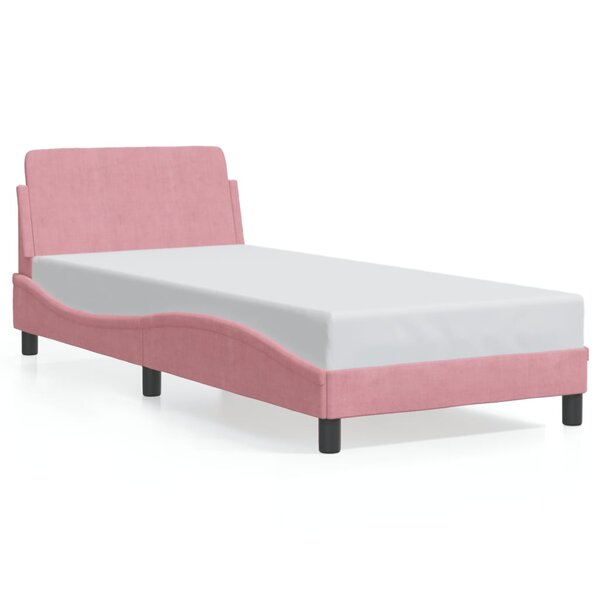 vidaXL Cadre de lit avec tête de lit Dover rose 90x190 cm velours