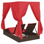 vidaXL Transat double avec toit Marron 205 x 129 x 200 cm Rattan PE
