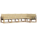 vidaXL Ensemble de canapés d'extérieur 5 Pièces Blanc et Beige