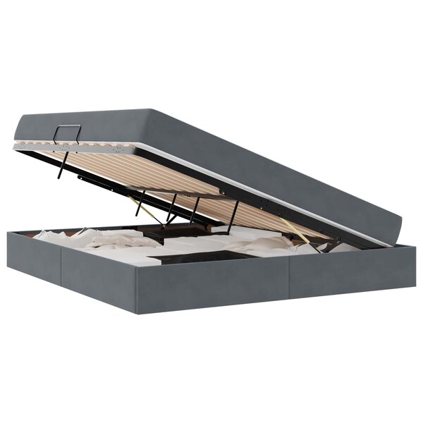 vidaXL Lit avec rangement et matelas Gris foncé 160 x 200 cm Velours