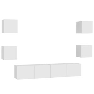 vidaXL Ensemble de meubles TV 6 Pièces Blanc Bois d'ingénierie
