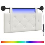 vidaXL Tête de lit suspendue Avec lumière LED Blanc Simili cuir